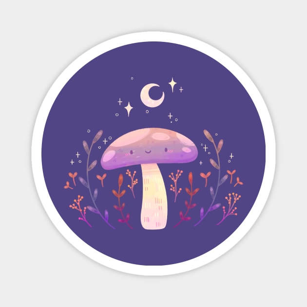 Moon Mushroom Magnet by Niamh Smith Illustrations